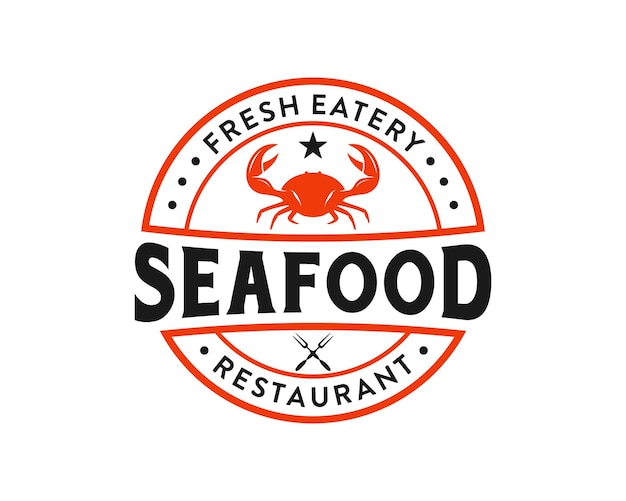 crab seafood vintage logo badge emblem design template