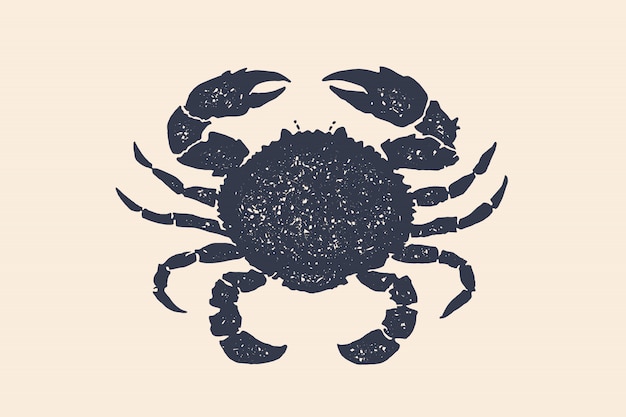 Crab silhouette. concept  hand drawn.  black silhouette
