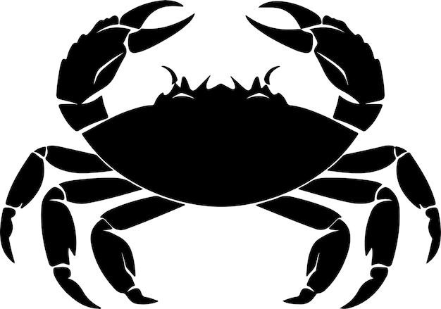 Crab Silhouette Vector Illustration White Background