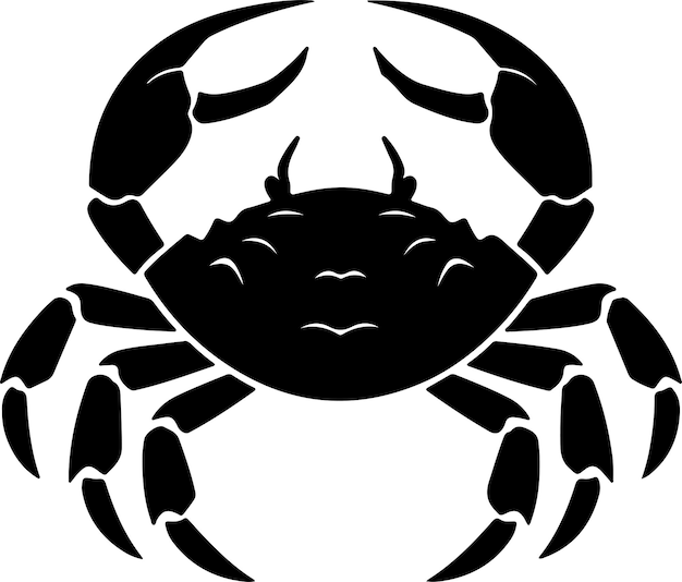 Crab Silhouette Vector Illustration White Background