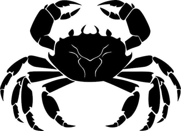 Crab Silhouette Vector Illustration White Background