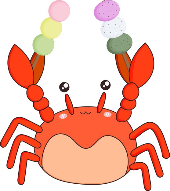 Vector crab and sweet dango