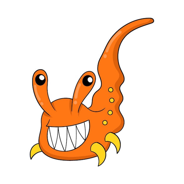 Crab without an orange shell doodle icon image kawaii