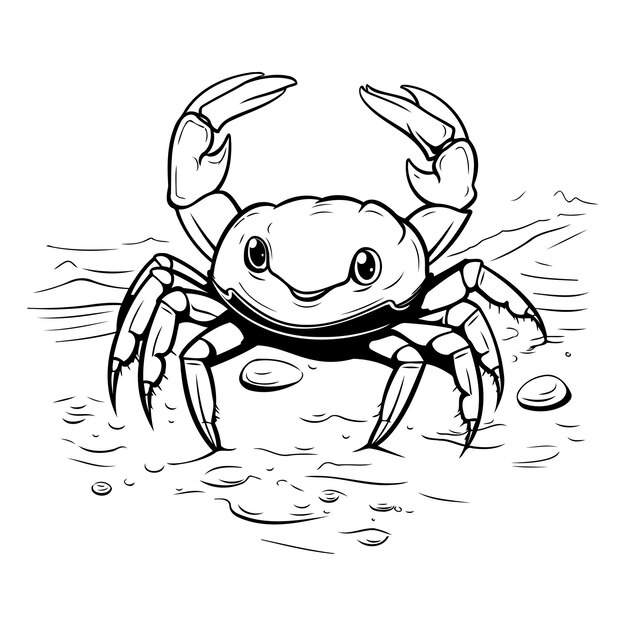 Crab zwart-wit vector illustratie geïsoleerd op witte achtergrond