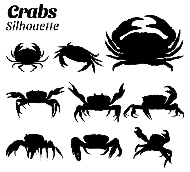 Vector crabs silhouette vector illustration set