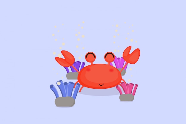 Crabs with bubble and coral reefs