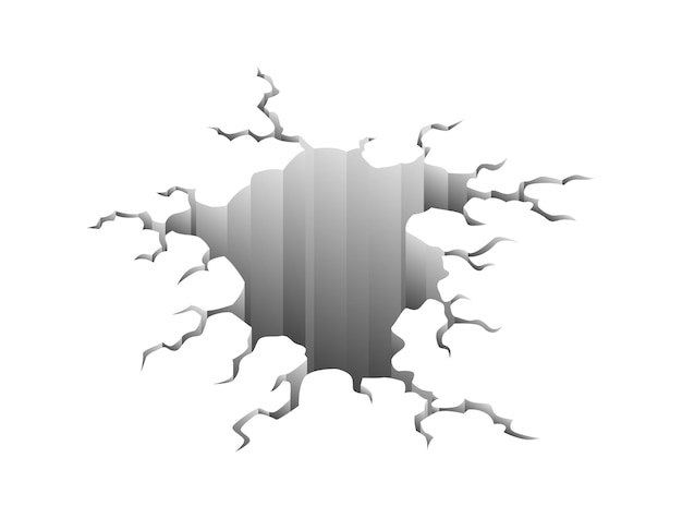 Crepa dopo terremoto isolata su bianco