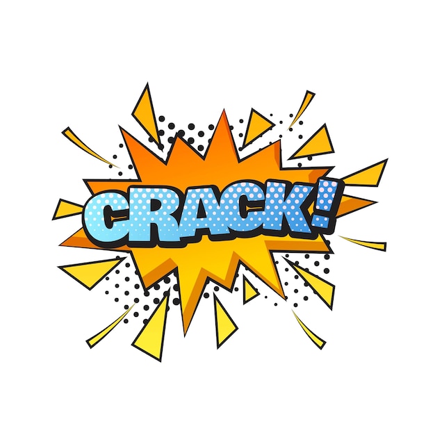 Crack comic text speech bubble Sound effect bang cloud icon of color phrase