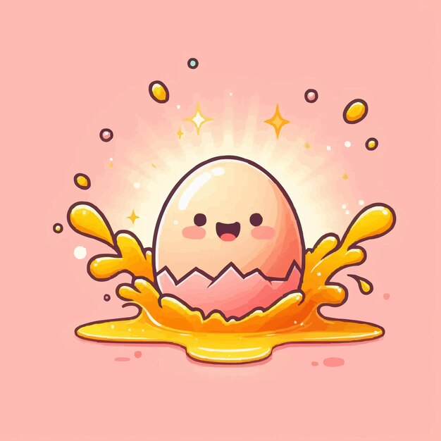 Vector crack egg splash cartoon vector icon illustration object nature icon concept isolated premium flat