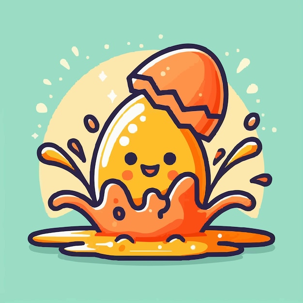 Vector crack egg splash cartoon vector icon illustration object nature icon concept isolated premium flat