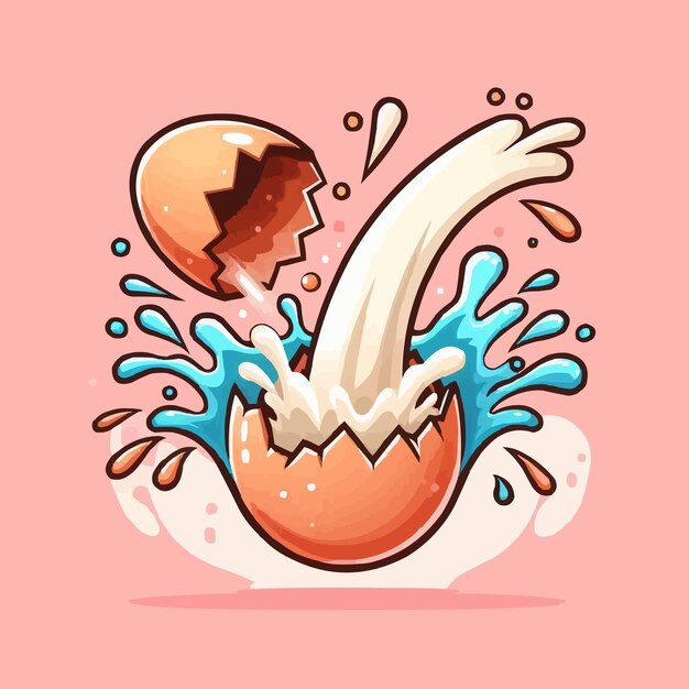 Crack egg splash cartoon vector icon illustration object nature icon concept isolated premium flat