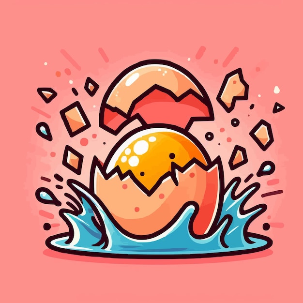 Vector crack egg splash cartoon vector icon illustration object nature icon concept isolated premium flat