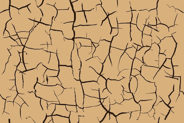 Vector cracked dry soil black and brown seamless pattern