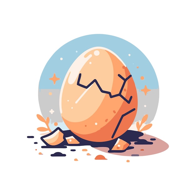 Vector cracked egg flat vector design