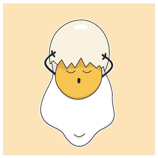 Vector cracked egg sticker tshirt vector illustration