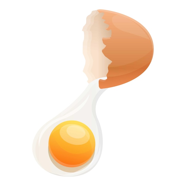 Cracked egg with yolk icon Cartoon of cracked egg with yolk vector icon for web design isolated on white background