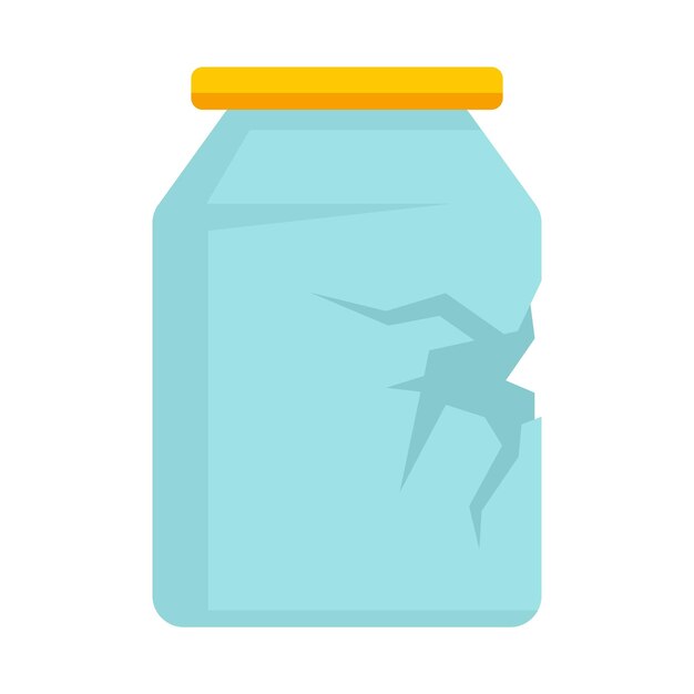 Cracked glass jar icon Flat illustration of cracked glass jar vector icon isolated on white background