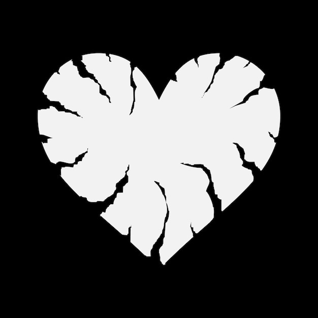 Vector cracked heart negative space with cracks