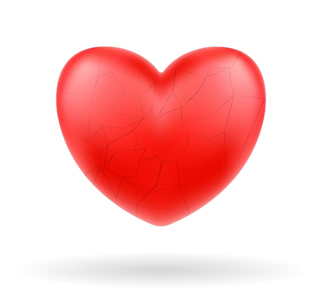 Cracked heart vector on a white background