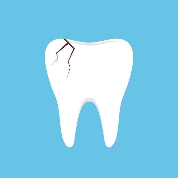 Vector cracked tooth flat vector illustration