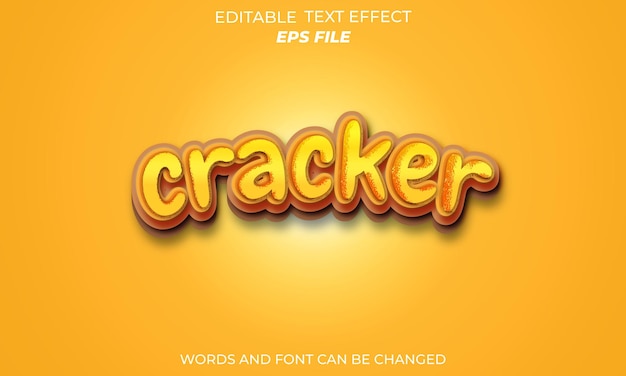 Cracker editable text effect 3d font style use for logo and business brand vector template