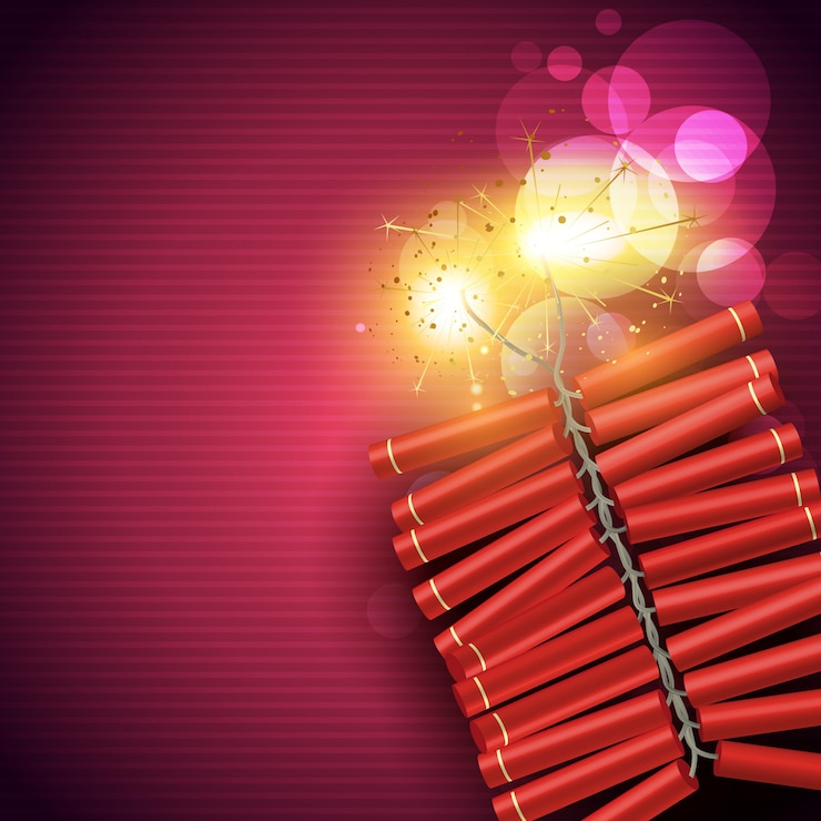Vector crackers pink background