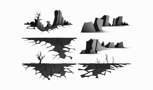 Vector cracks and rocks icon vector illustration desing