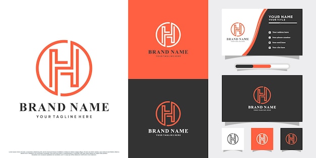 Craetive laatste logo-ontwerp initiaal h Premium Vector