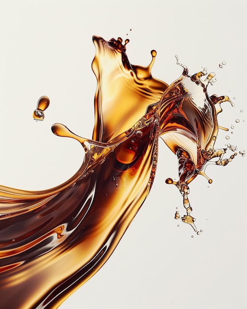 Vector craft an arresting longish image featuring cascading liquid brown soda or tea