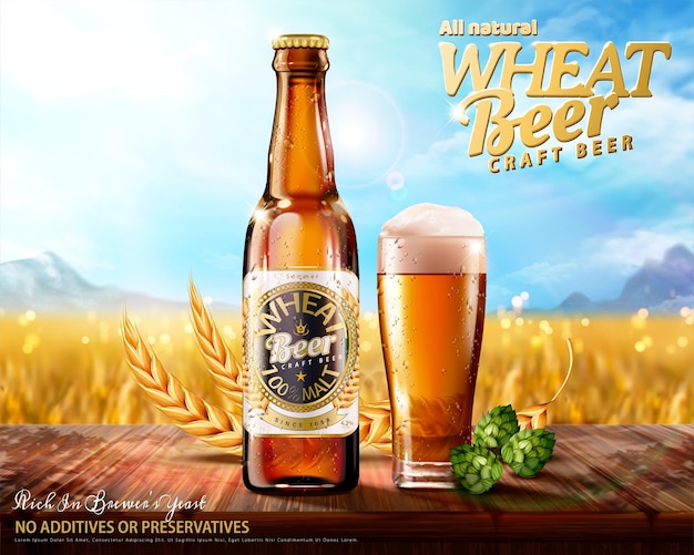 Craft beer ads with hops