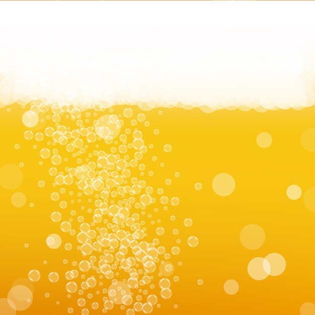 クラフトビールの背景。ラガースプラッシュ。オクトーバーフェストの泡。ゴールデンチラシのコンセプト。リアルな泡のバイエルンエールのパイント。バー用の冷たい液体ドリンク。オクトーバーフェストフォーム用の黄色いカップ。