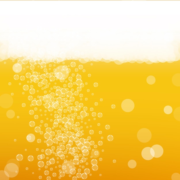 Craft beer background. lager splash. oktoberfest foam. golden flyer concept. bavarian pint of ale with realistic bubbles. cool liquid drink for bar. yellow cup for oktoberfest foam.