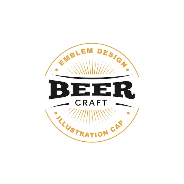 craft beer glass and malt brewery label logo design vector in trendy modern cartoon line style illus