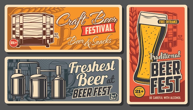 Craft beer and snacks vector posters