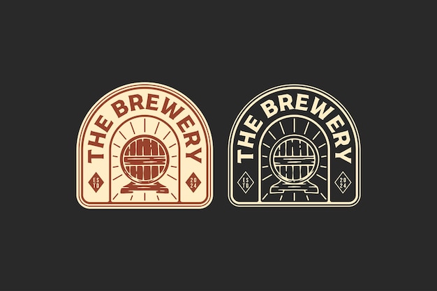 Vector craft beer with wooden beer barrel badge logo graphic for brewing company label sign brand identity