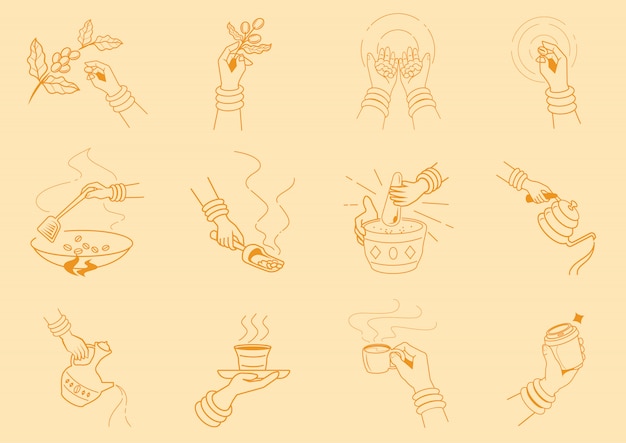 Вектор Изготовление кофе craft с ручной иллюстрацией