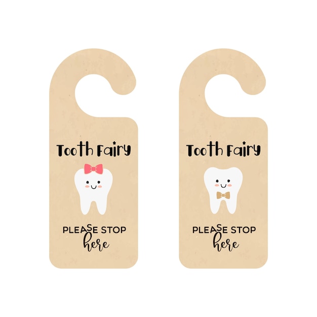 Craft paper Door hanger template for the tooth fairy