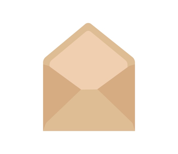 Векторный конверт из крафт-бумаги на белом фоне реалистичный коричневый открытый макет конверта