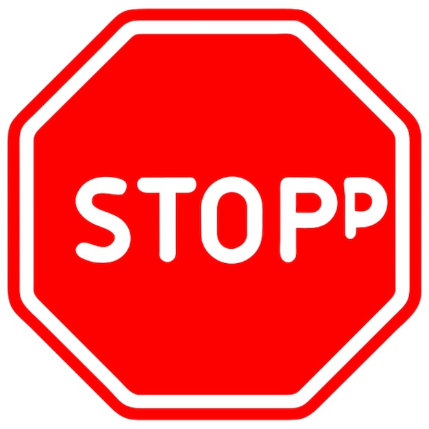 Vector craft a red stop sign icon with a classic style incorporating a white octagonal shape with sharp