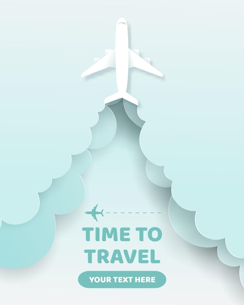 Vector craft of travel banner, time to travel concept.