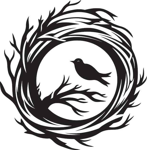 Vector crafted comfort black bird nest icon in vector nesting in noir an elegant bird nest emblem