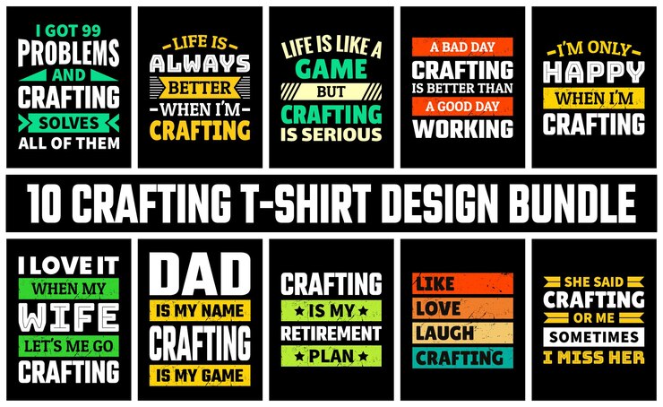 वेक्टर crafting t shirt design set vector