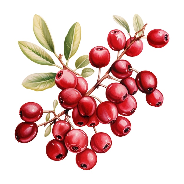 Cranberry aquarel clipart witte achtergrond