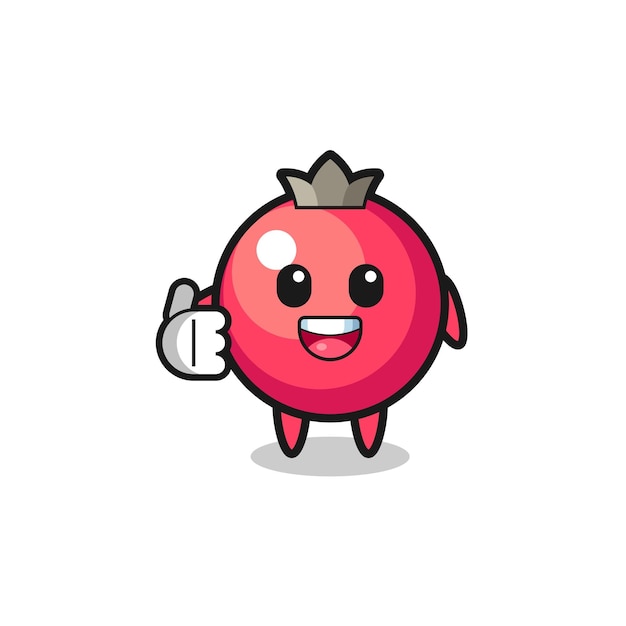 Cranberry mascot doing thumbs up gesture cute design