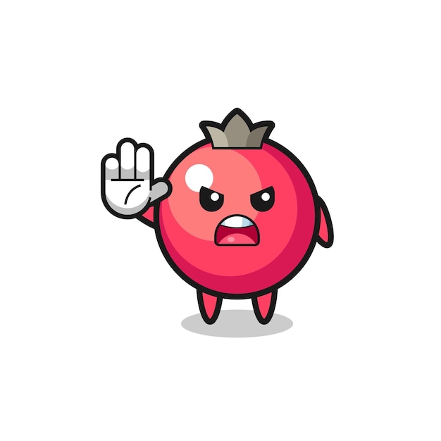 Cranberry-personage doet stop gebaar schattig ontwerp