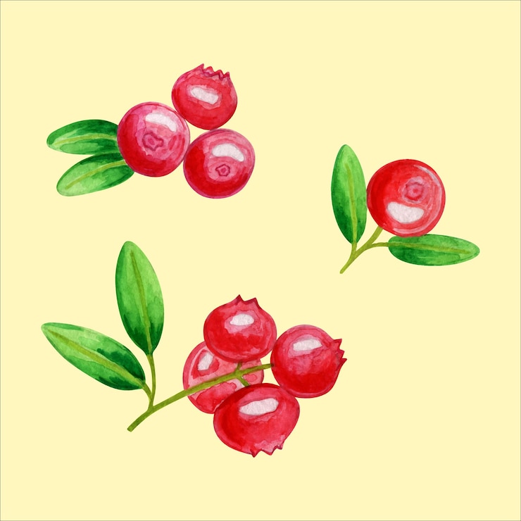 Vector cranberry watercolor set