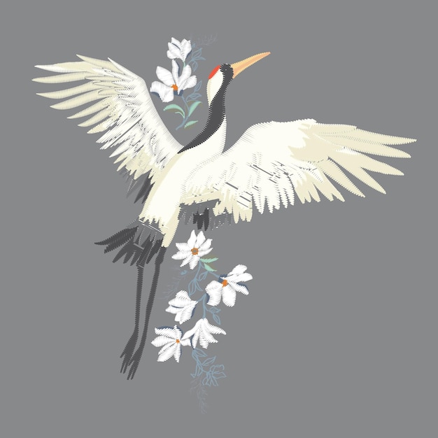 Crane A bird in flight Design element Vector