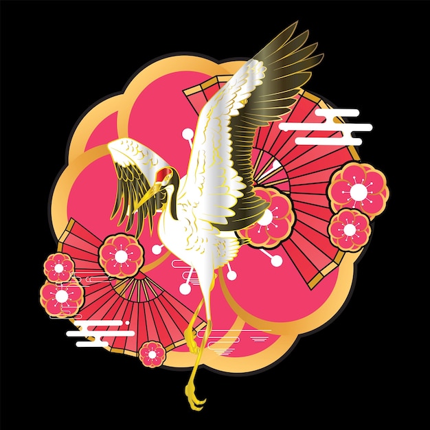 crane illustration design for sukajan is mean japan traditional cloth or tshirt