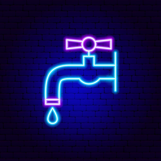 Crane Neon Sign. Vector Illustration of Water Promotion.