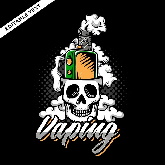 cráneo vape nubes vector ilustración